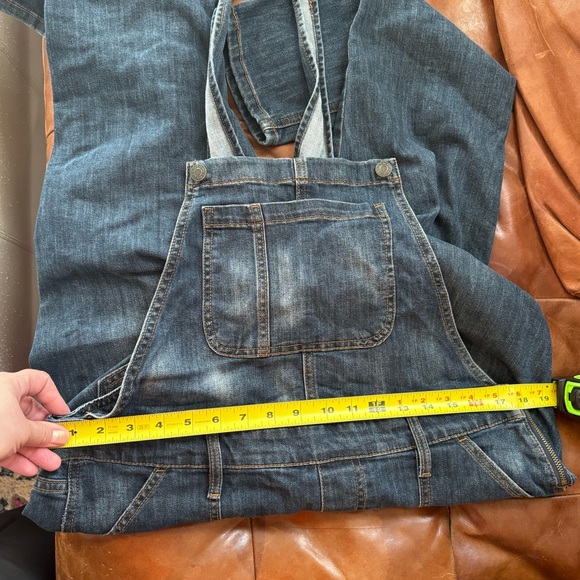 Gap Dark Wash Stretch Denim Slim Leg Overalls L - Picture 8 of 10